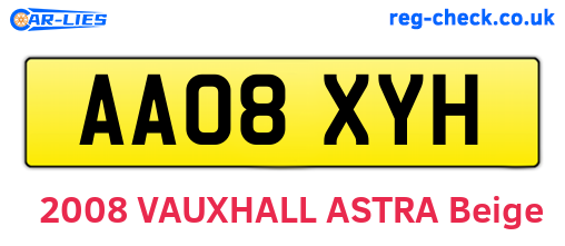AA08XYH are the vehicle registration plates.
