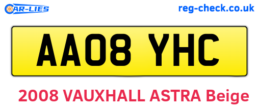 AA08YHC are the vehicle registration plates.