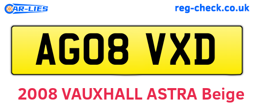 AG08VXD are the vehicle registration plates.