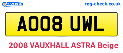 AO08UWL are the vehicle registration plates.