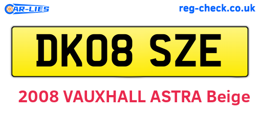 DK08SZE are the vehicle registration plates.
