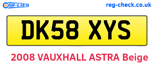 DK58XYS are the vehicle registration plates.