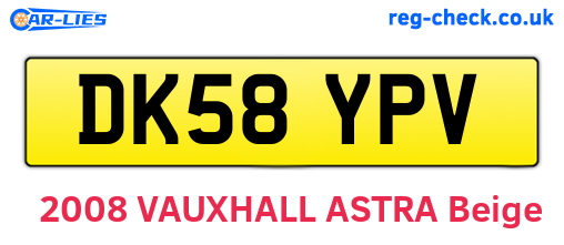 DK58YPV are the vehicle registration plates.