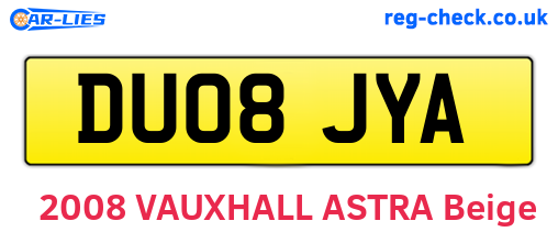 DU08JYA are the vehicle registration plates.