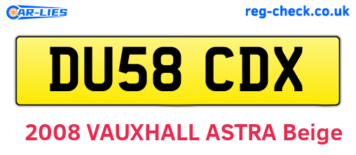 DU58CDX are the vehicle registration plates.