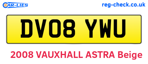 DV08YWU are the vehicle registration plates.