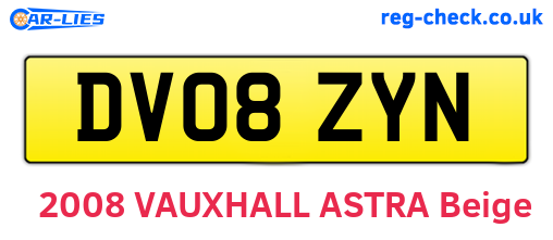 DV08ZYN are the vehicle registration plates.