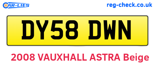 DY58DWN are the vehicle registration plates.