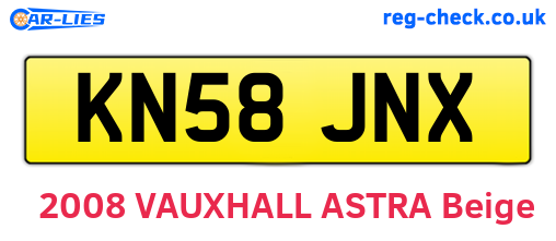 KN58JNX are the vehicle registration plates.