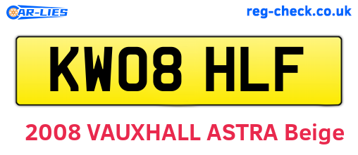 KW08HLF are the vehicle registration plates.