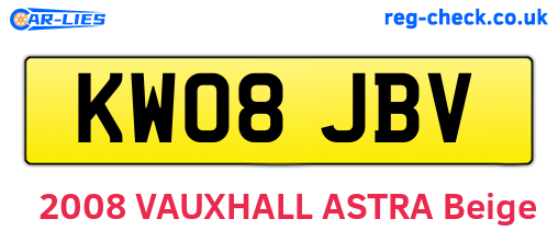 KW08JBV are the vehicle registration plates.