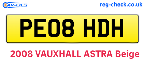 PE08HDH are the vehicle registration plates.