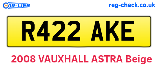 R422AKE are the vehicle registration plates.