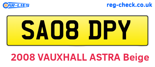 SA08DPY are the vehicle registration plates.