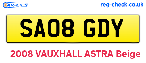 SA08GDY are the vehicle registration plates.