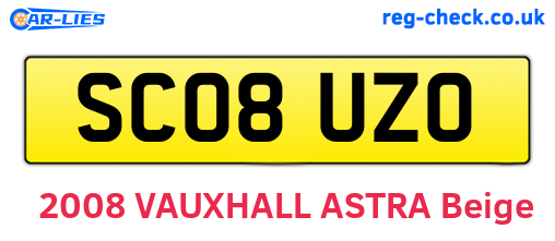 SC08UZO are the vehicle registration plates.
