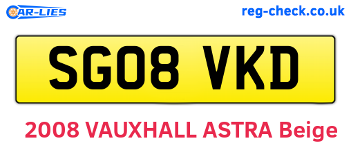 SG08VKD are the vehicle registration plates.