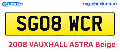 SG08WCR are the vehicle registration plates.