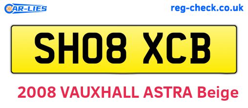 SH08XCB are the vehicle registration plates.