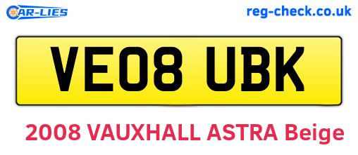 VE08UBK are the vehicle registration plates.