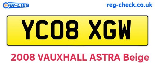 YC08XGW are the vehicle registration plates.