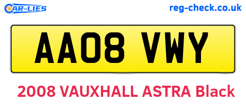 AA08VWY are the vehicle registration plates.