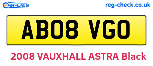 AB08VGO are the vehicle registration plates.