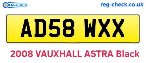 AD58WXX are the vehicle registration plates.