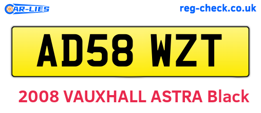 AD58WZT are the vehicle registration plates.