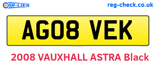 AG08VEK are the vehicle registration plates.