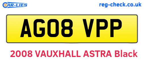 AG08VPP are the vehicle registration plates.