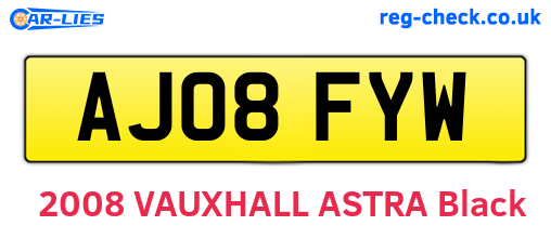 AJ08FYW are the vehicle registration plates.