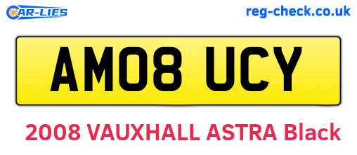 AM08UCY are the vehicle registration plates.