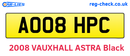 AO08HPC are the vehicle registration plates.