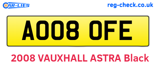 AO08OFE are the vehicle registration plates.