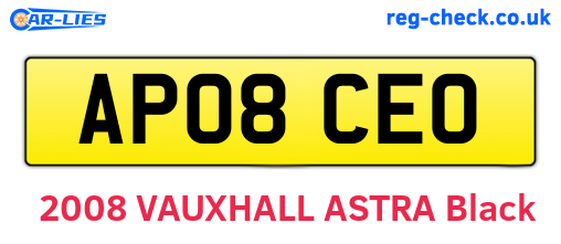 AP08CEO are the vehicle registration plates.