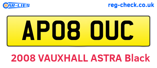 AP08OUC are the vehicle registration plates.