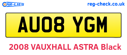 AU08YGM are the vehicle registration plates.