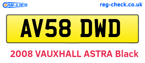 AV58DWD are the vehicle registration plates.