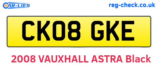 CK08GKE are the vehicle registration plates.