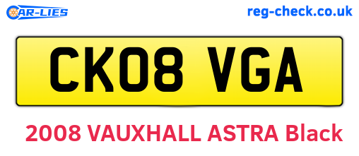CK08VGA are the vehicle registration plates.