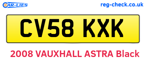 CV58KXK are the vehicle registration plates.