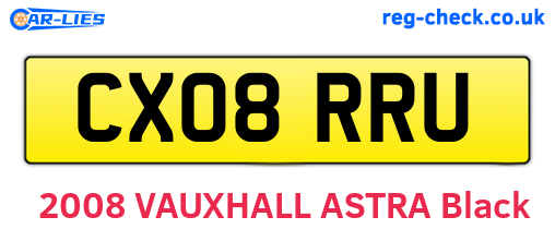 CX08RRU are the vehicle registration plates.