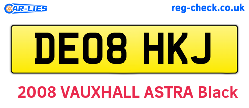 DE08HKJ are the vehicle registration plates.