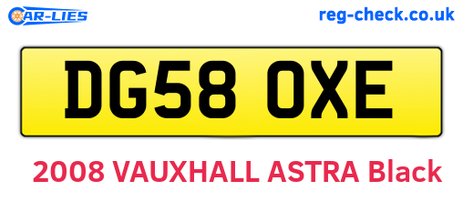 DG58OXE are the vehicle registration plates.