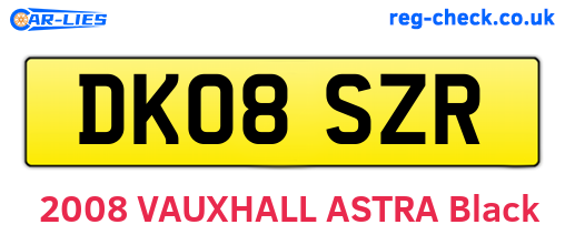 DK08SZR are the vehicle registration plates.