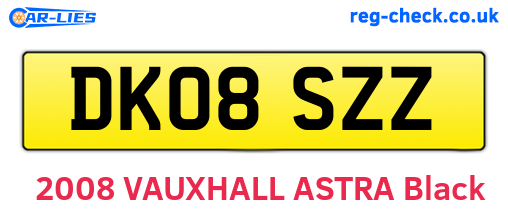 DK08SZZ are the vehicle registration plates.