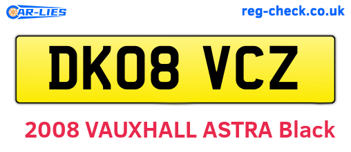 DK08VCZ are the vehicle registration plates.
