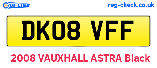 DK08VFF are the vehicle registration plates.