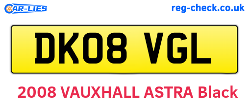 DK08VGL are the vehicle registration plates.